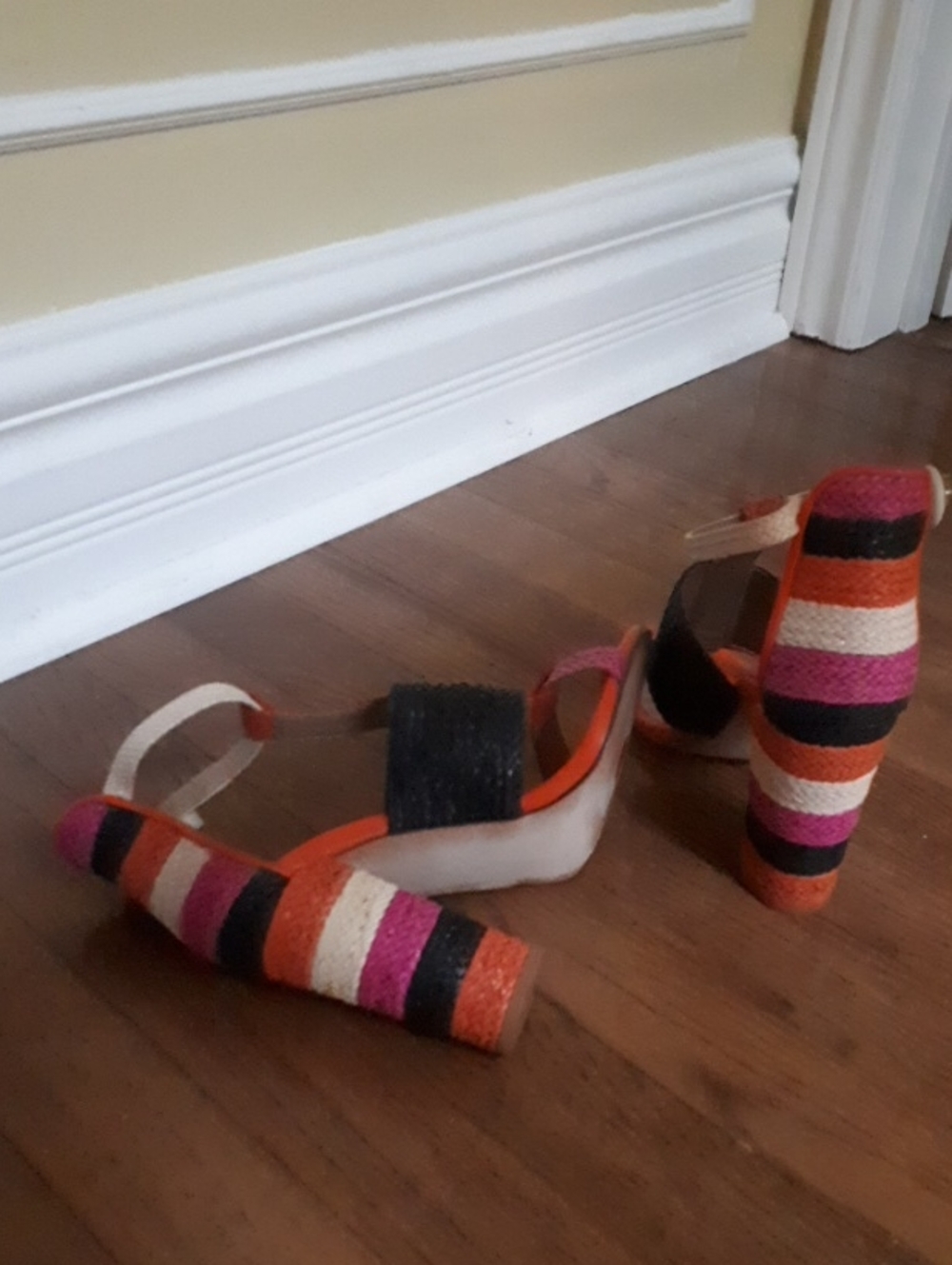 Rare Zara Orange Multicolor Strappy High-Heel Sandals - Picture 3 of 5